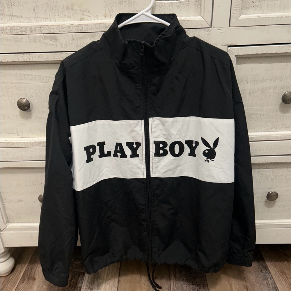 Playboy Black and White Windbreaker Jacket